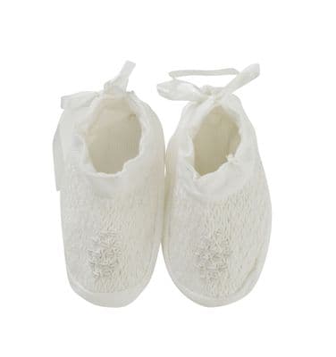 Hand smocked booties was £19.50 now £9.75