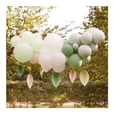 Mint Balloon Garland with Palm Spear Fans - SOLD OUT