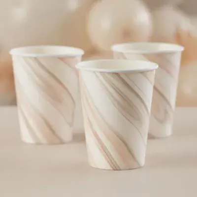 Natural Marble Paper Cups - 266ml (8pk) SOLD OUT