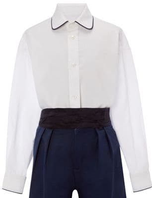 Navy piped collar shirt