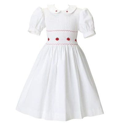 Sample hand smocked dress Red flower design