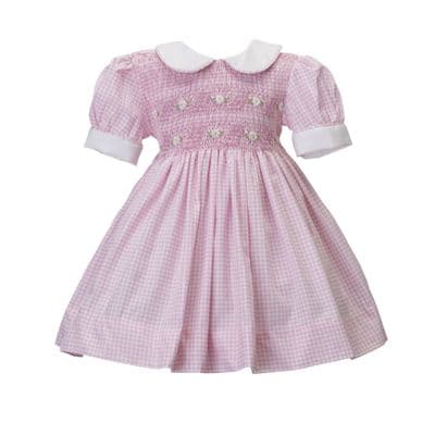 Sample pink gingham hand smocked dress