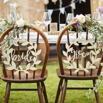 Wooden Bride and Groom Wedding Chair Signs SOLD OUT