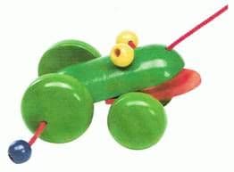 Wooden pull on frog