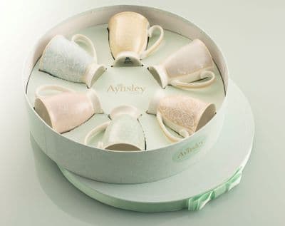 Aynsley Laurette 6 Mugs in Hat Box