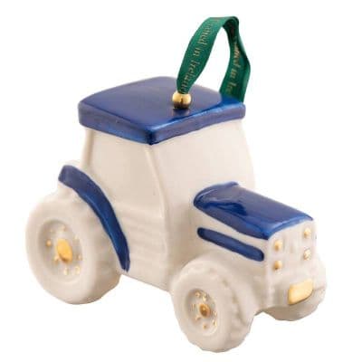 Belleek Blue Tractor Hanging Ornament