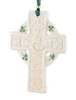 Belleek China Claddagh Irish Blessing Cross Ornament