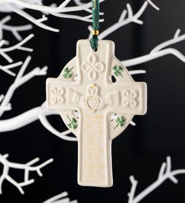 Belleek China Claddagh Irish Blessing Cross Ornament