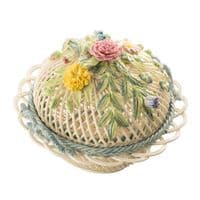 Belleek China Round Covered Basket - Small