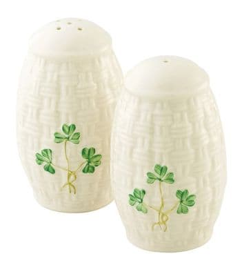 Belleek China Shamrock Salt and Pepper Set
