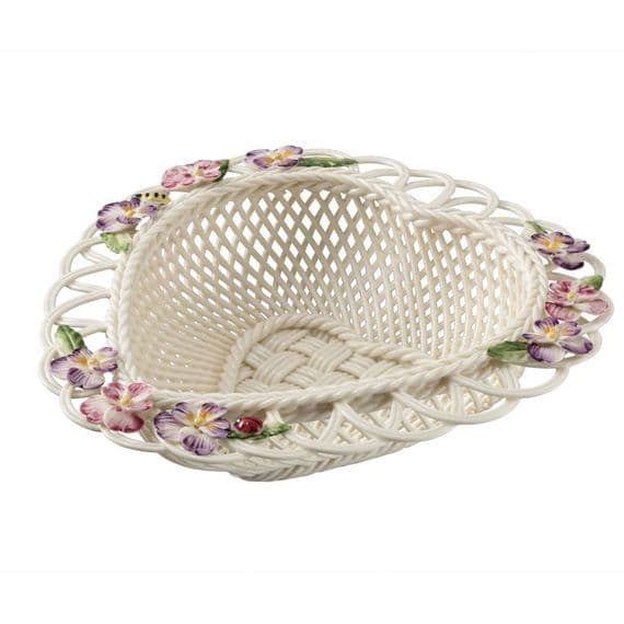 Belleek China Violet Basket