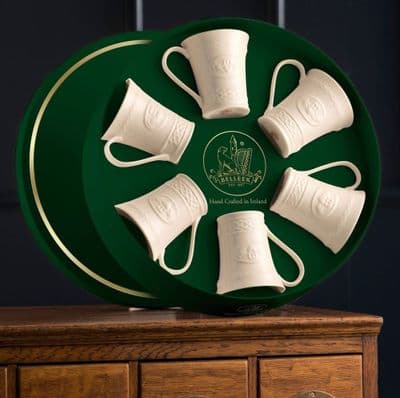 Belleek Claddagh Six Mugs Hat Box Set