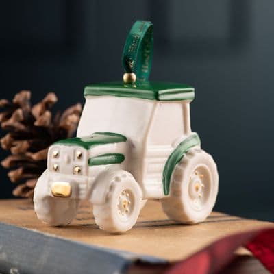Belleek Green Tractor Hanging Ornament