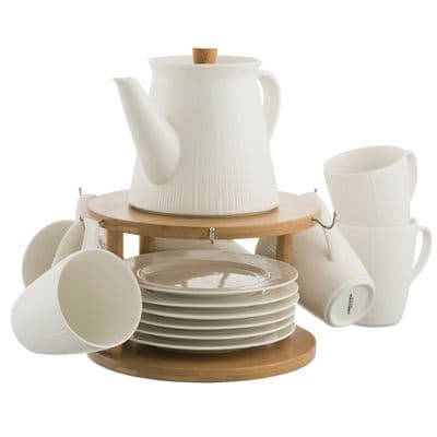 Belleek Living Pekoe 13 Piece Set and Stand