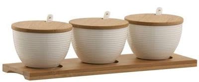 Belleek Living Ripple Three Bowls Set With Tray
