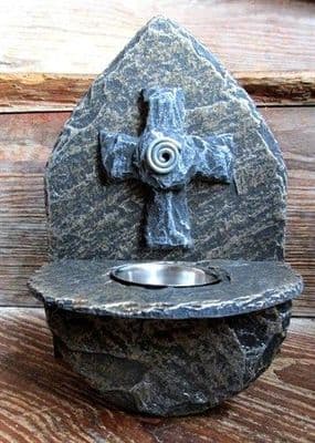 Celtic Cross Holy Water Font Slate