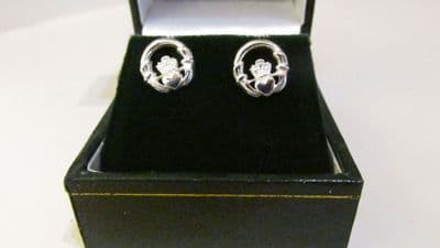 Claddagh Stud Earrings Sterling Silver