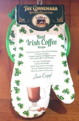 Connemara Kitchen Irish Coffee Recipe Oven Mitt and Pot Holder Set