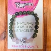 Connemara Marble and Crystal Gemstone Beaded Bracelet