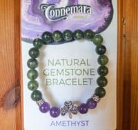 Connemara Marble and Crystal Gemstone Beaded Bracelet