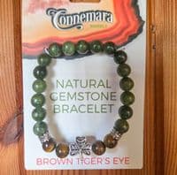 Connemara Marble and Crystal Gemstone Beaded Bracelet