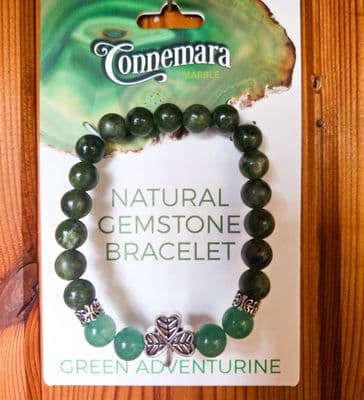 Connemara Marble and Crystal Gemstone Beaded Bracelet