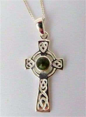 Connemara Marble Celtic Cross Pendant Sterling Silver