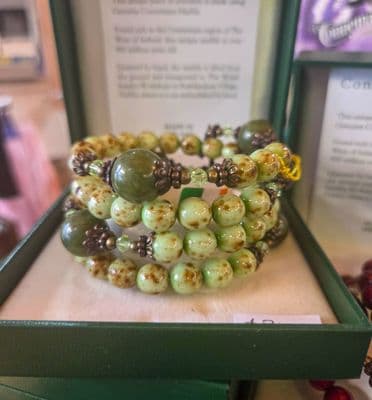 Connemara Marble Rosary Beads Bracelet Green