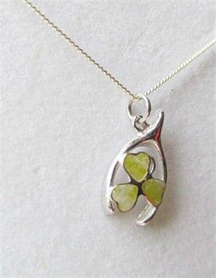 Connemara Marble Shamrock Wishbone Pendant