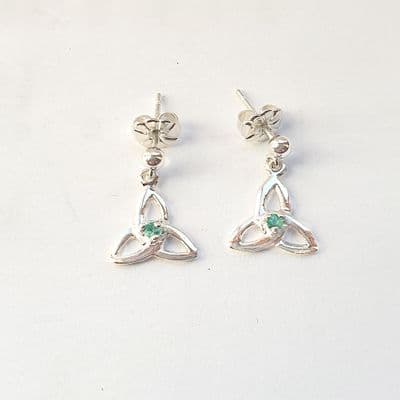 Emerald Trinity Knot Earrings Made In Ireland