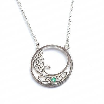 Emerald Trinity Knot Necklace Made In Ireland