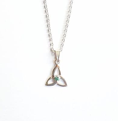 Emerald Trinity Knot Pendant Made In Ireland