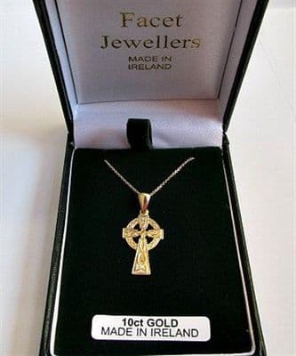 Facet Gold Celtic Cross Pendant 10 carat