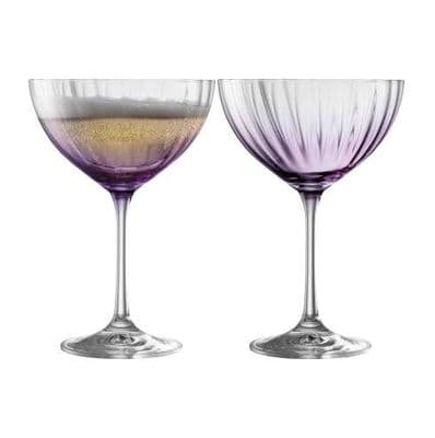 Galway Crystal Erne Amethyst Colour Champagne Saucer Set of Two (1)