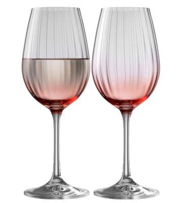 Galway Crystal Erne Wine Goblets Rose Colour Pair