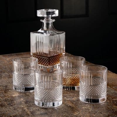 Galway Crystal Eyre Whiskey Decanter Set With Glasses