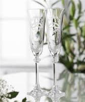 Galway Crystal Trinity Knot Shamrock Liberty Flutes (Pair)