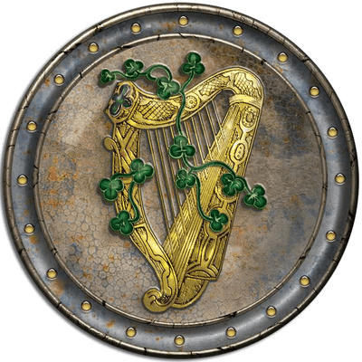 Irish Celtic Drinks Coaster. Harp and Shamrocks