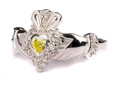 Ladies Sterling Silver Claddagh Ring August Birthstone Peridot