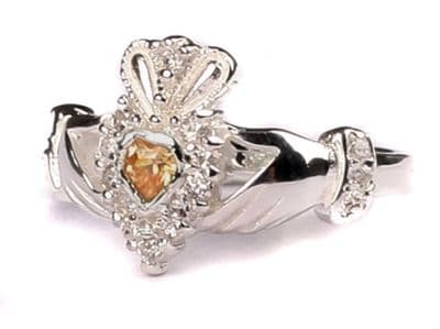 Ladies Sterling Silver Claddagh Ring November Birthstone