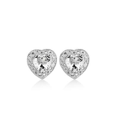 Newbridge Silverware Clear Stone Heart Shaped Earrings