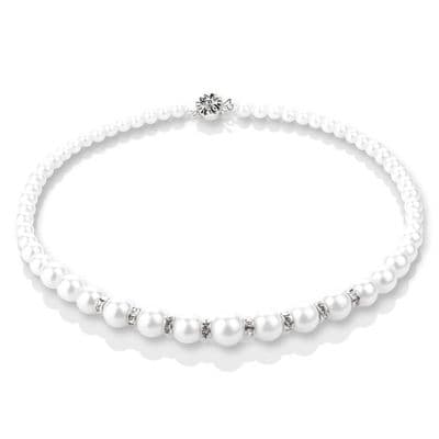 Newbridge Silverware Pearl Necklace With Clear Stones