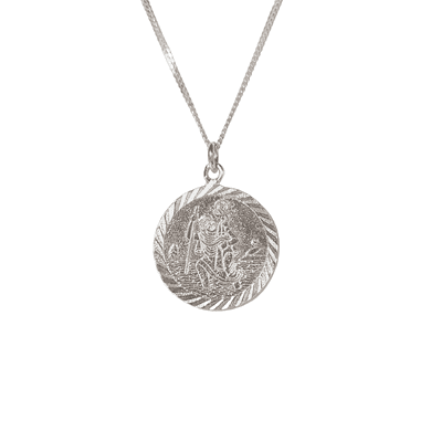 St. Christopher Medal Sterling Silver Diamond Cut