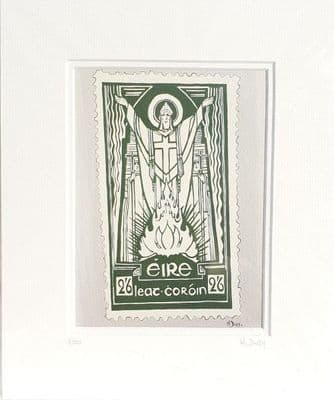 St. Patrick's Day Old Irish Postage Stamp 10x12 Print