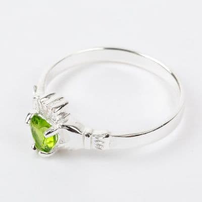 Sterling Silver Claddagh Ring Birthstone for August