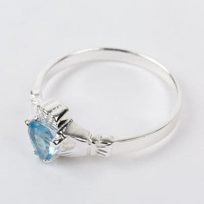 Sterling Silver Claddagh Ring Birthstone for December