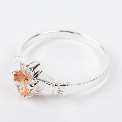 Sterling Silver Claddagh Ring Birthstone for November