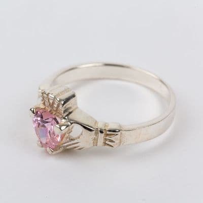 Sterling Silver Claddagh Ring Birthstone for October