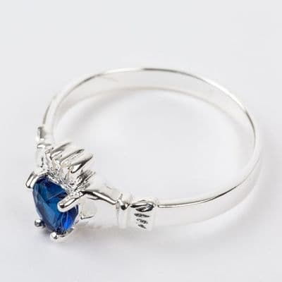 Sterling Silver Claddagh Ring Birthstone for September