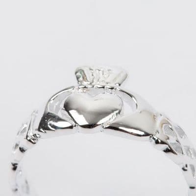 Sterling Silver Ladies Claddagh Ring Celtic Knotwork